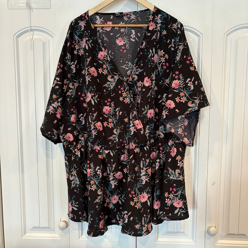 Bloomchic Black Floral Blouse Size 28